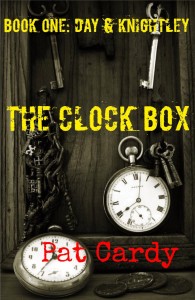 Front cover of The Clock Box book one : Day & Knightley, featuring old keys and two old watches in a box
